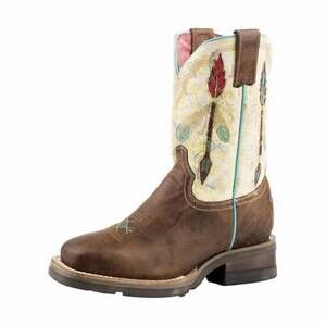 NEW NULL kid's roper arrow feather boots in vintage white